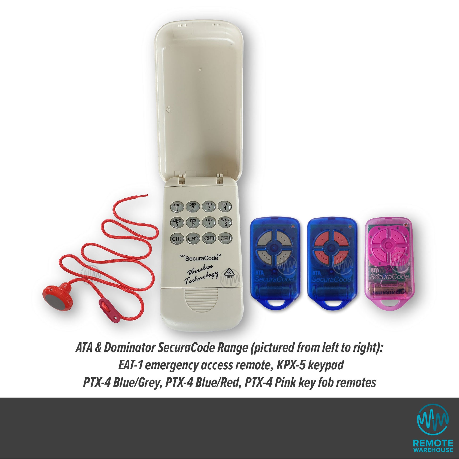 ATA Securacode range of garage door remote controls & keypad