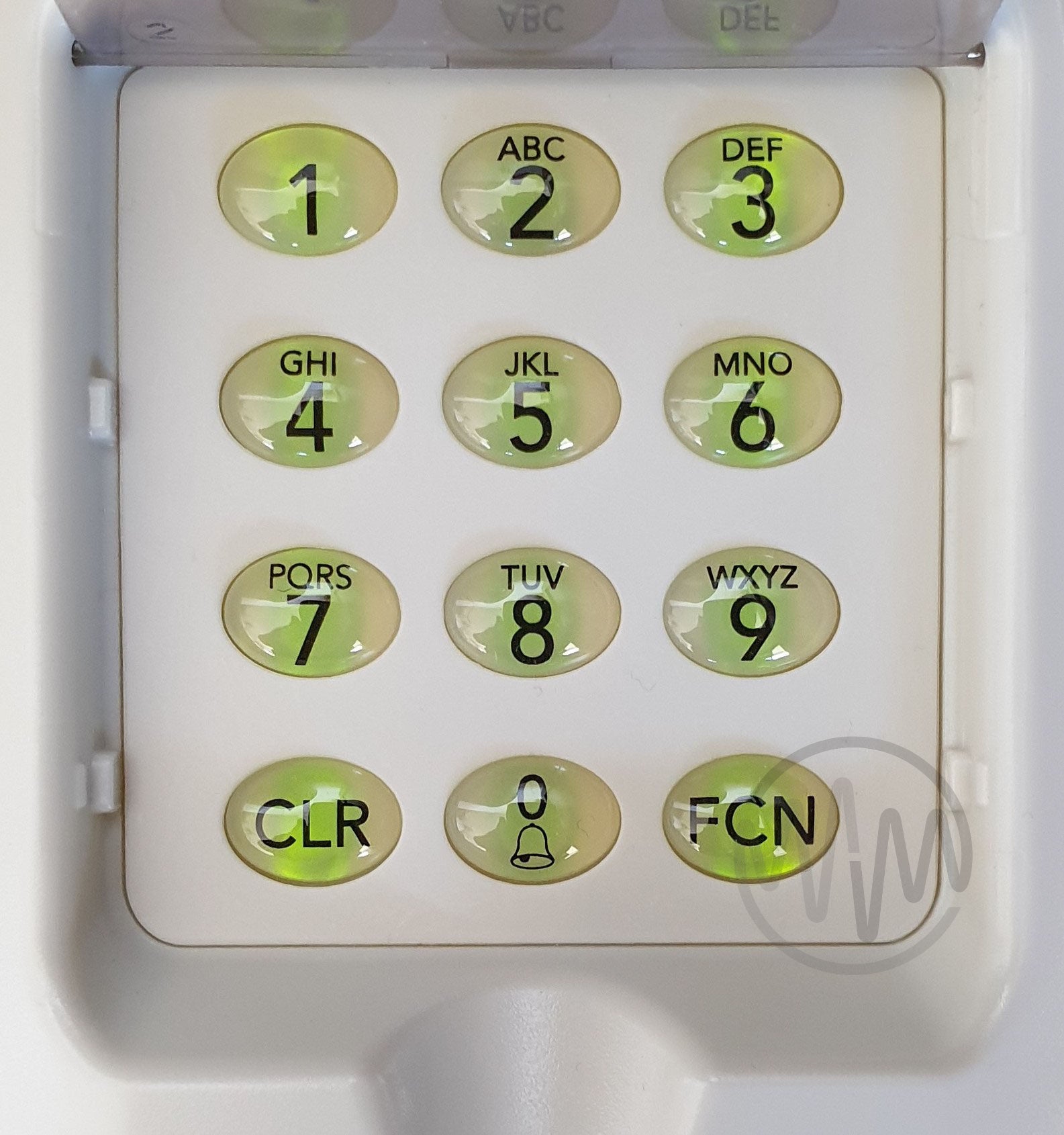 Automatic Technology KPX-7V2 close up of keypad with green back light