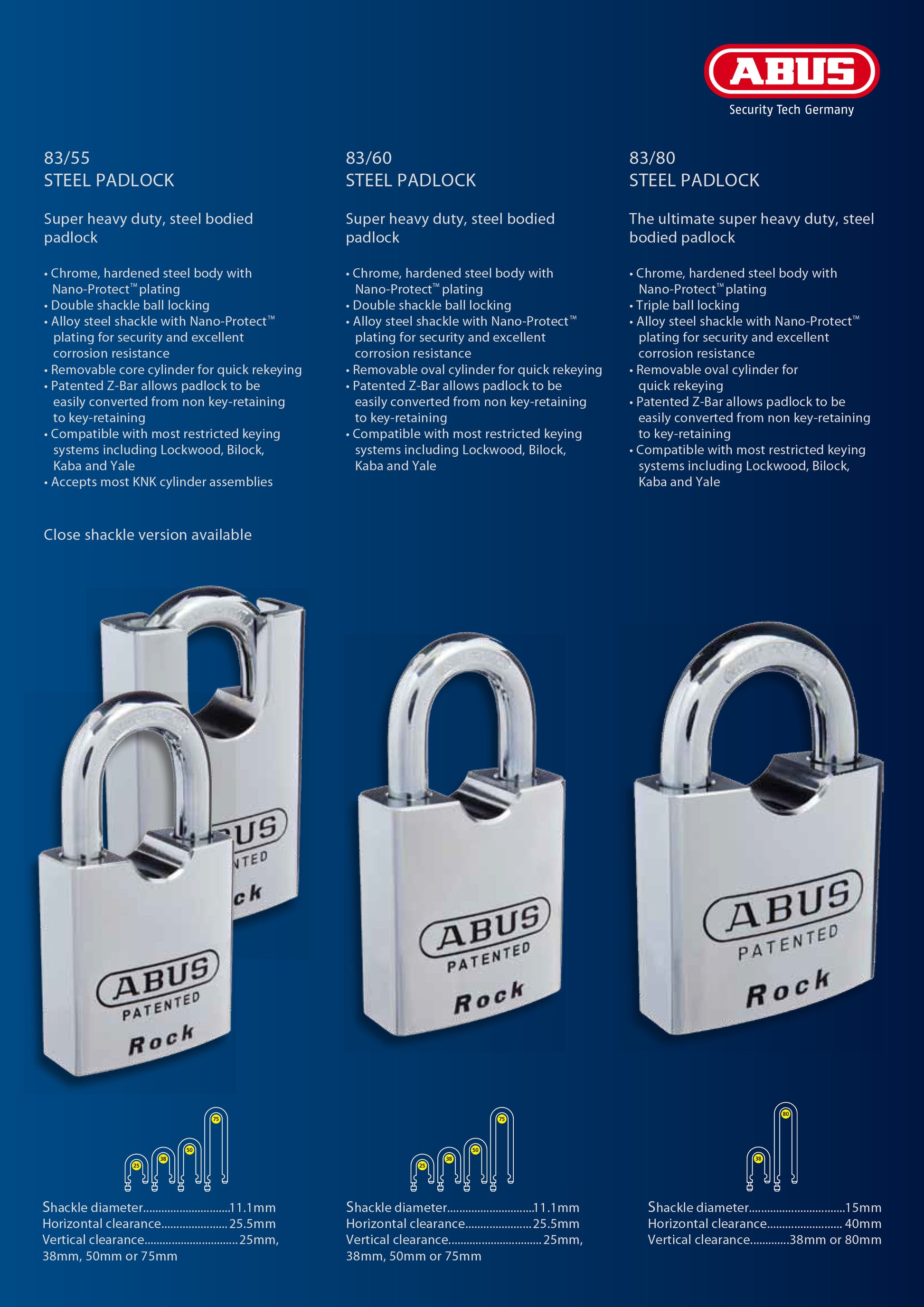 Brochure for Abus Rock padlock 83 series range