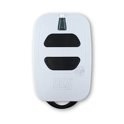 DEA GTI2 garage & gate remote with white textured case & 2 black buttons