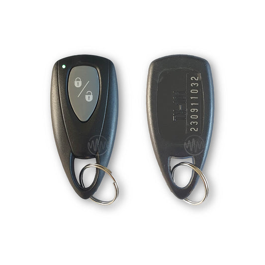 Dynatron teardrop shape car alarm remote front & back view