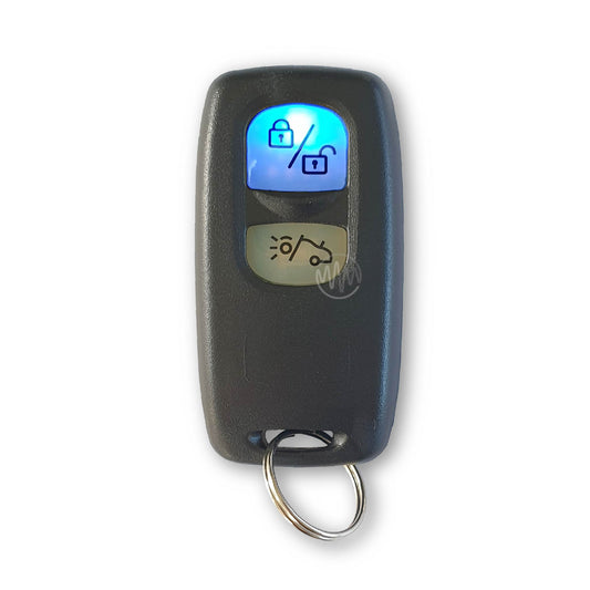 Dynatron TX-90T rounded rectangle 2 button car alarm remote with blue led