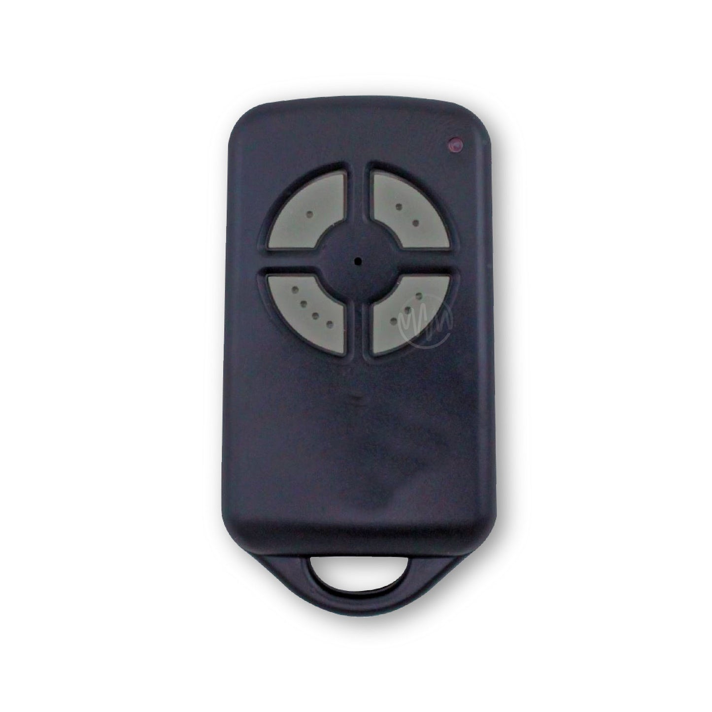 Garador black garage door remote with 4 grey buttons segmented arranged in a circle