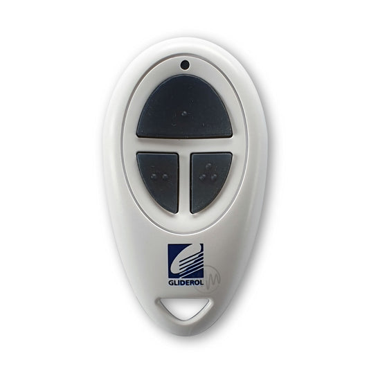 Gilderol white egg shaped grey button garage door remote