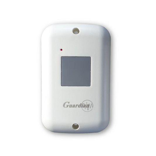 Guardian white wireless wall button garage remote with large grey square button