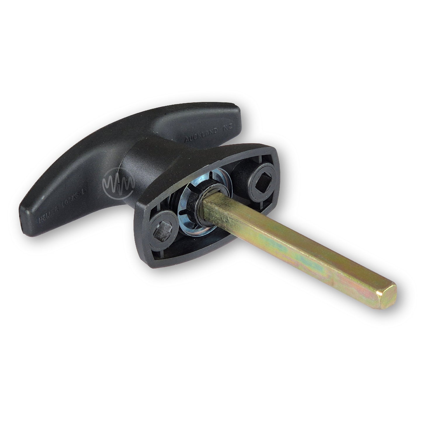 Black plastic 46mm front fix Heller T-Handle for garages & sheds