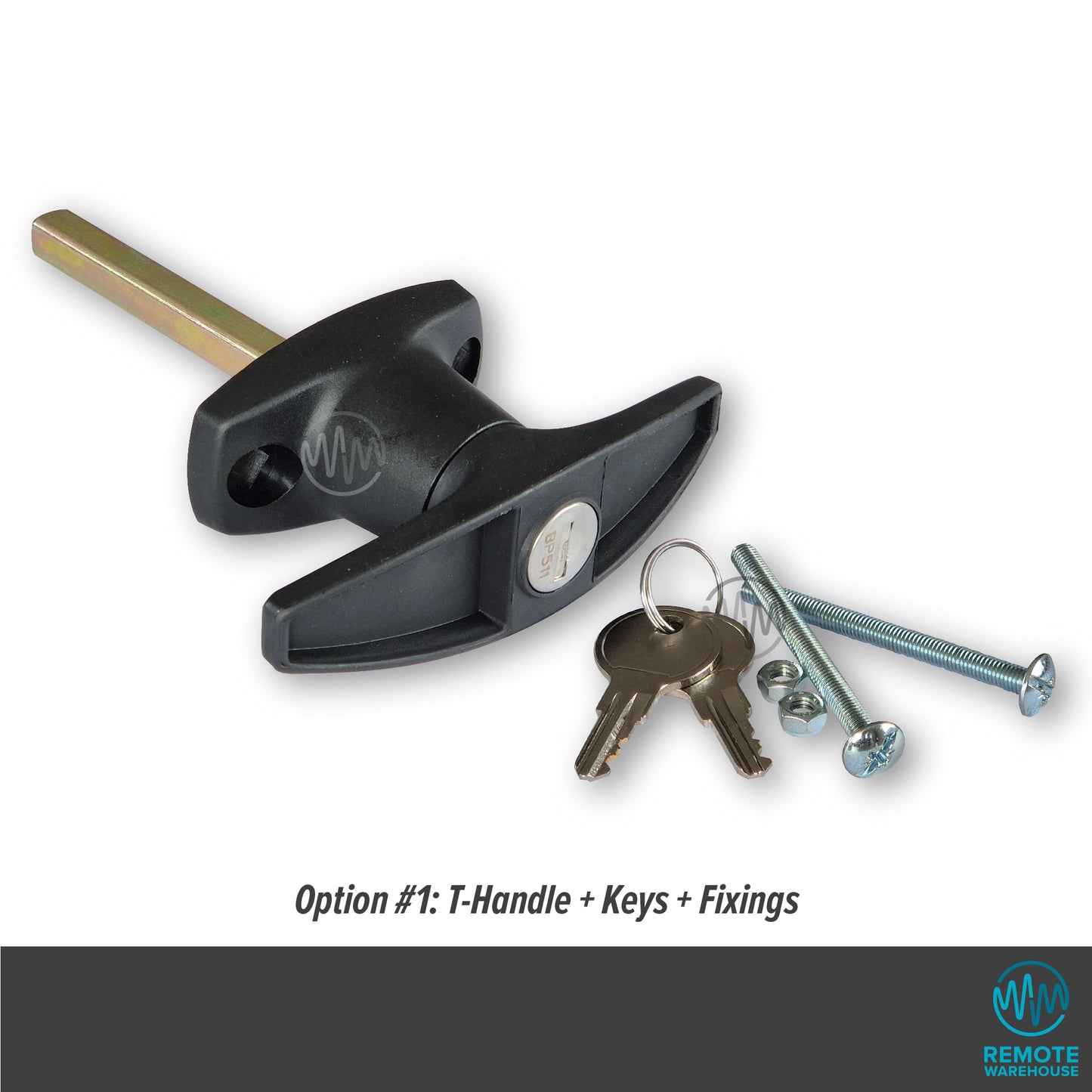 Heller garage & shed 46mm front fix T Handle with keys & fixings