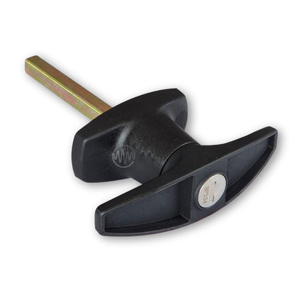 Black plastic 38mm Heller T-Handle for ute canopies 