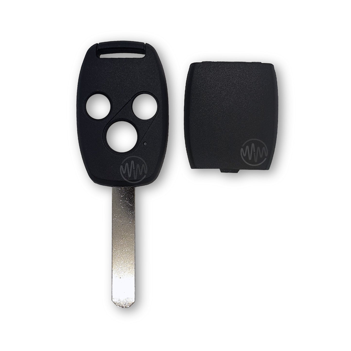 Replacement black 3 button car key shell with metal key blade attached for Honda