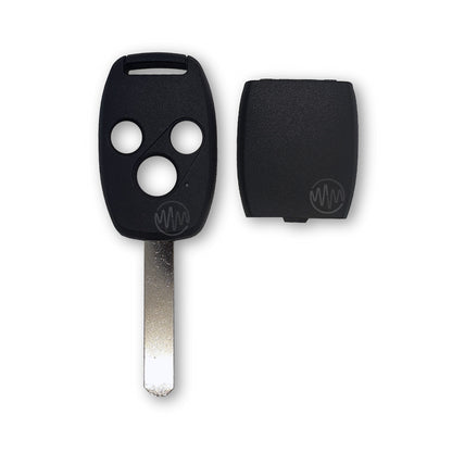 Replacement black 3 button car key shell with metal key blade attached for Honda