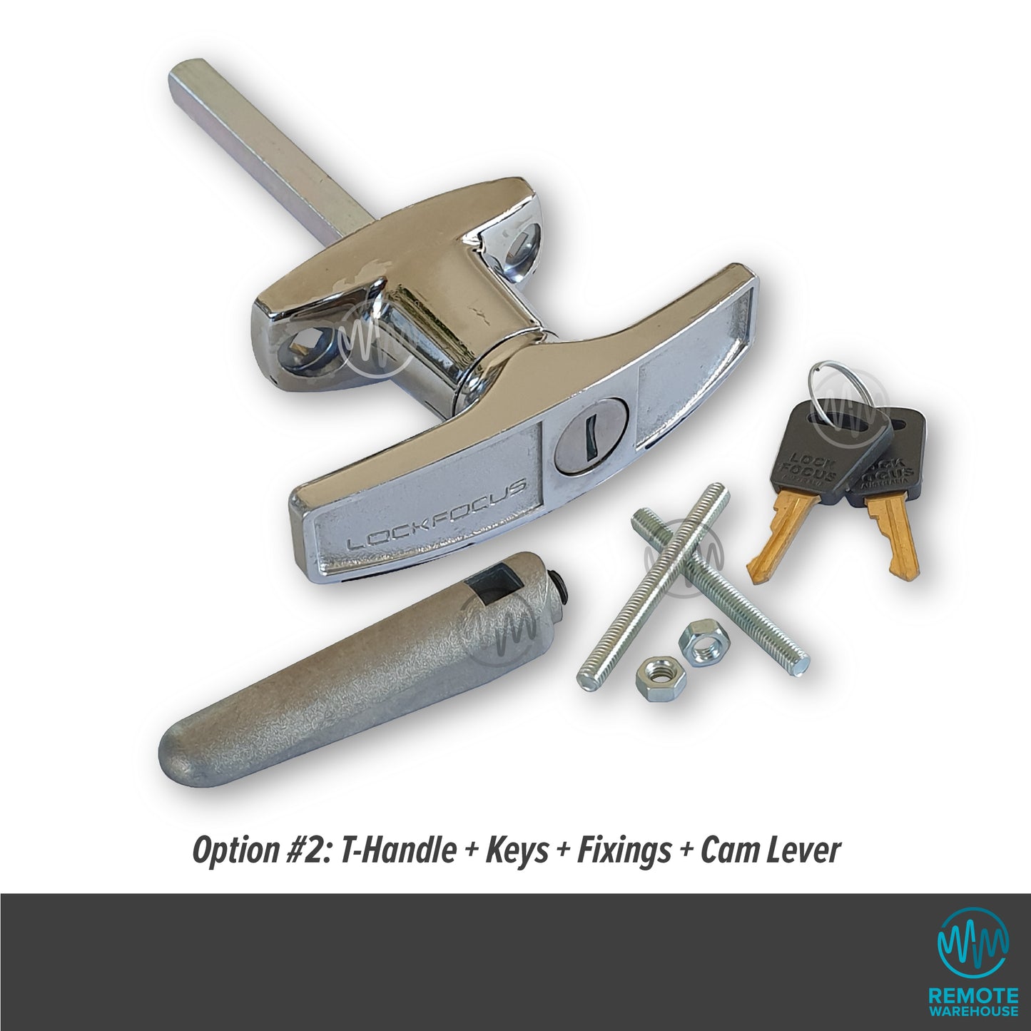 Lock Focus front fix t handle set with lever, keys & fixings