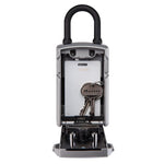 Master Lock black & silver Bluetooth lock box with blue digit keypad & shackle open