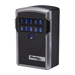 Master Lock black & silver Bluetooth lock box with blue digit keypad Side