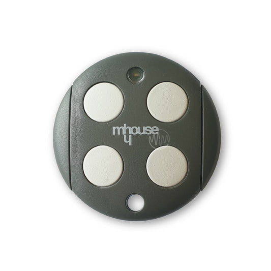 Mhouse round grey gate remote with 4 round white buttons