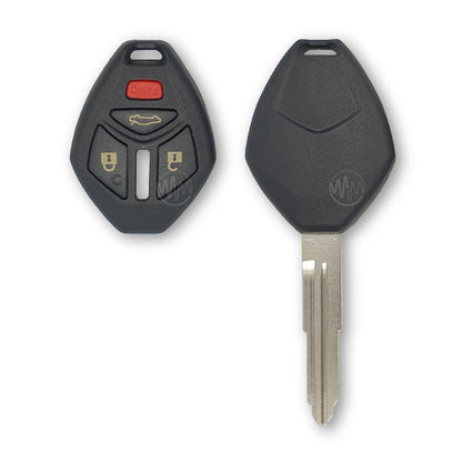 Replacement black 4 button car key shell with metal key blade attached for Mitsubishi