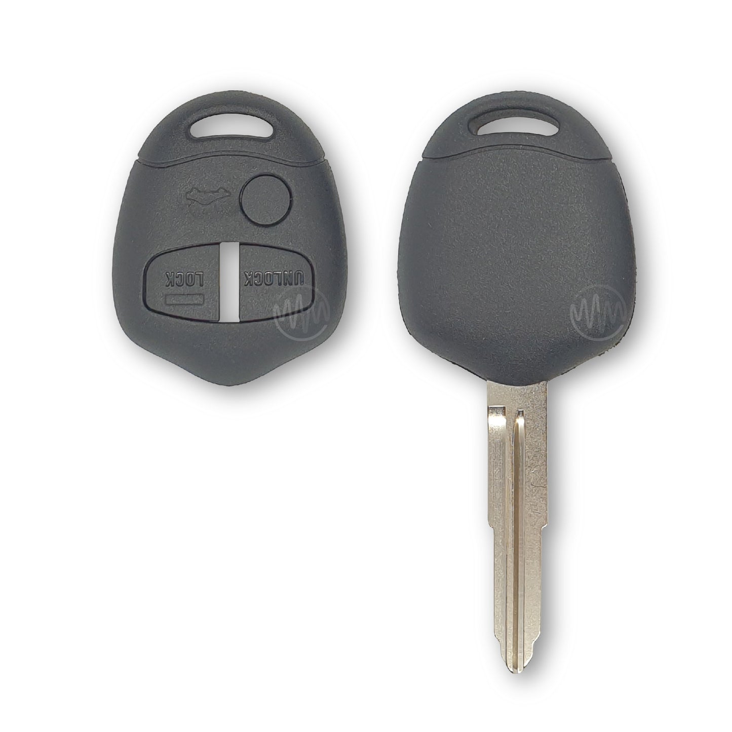 Replacement black 3 button car key shell with metal key blade attached for Mitsubishi