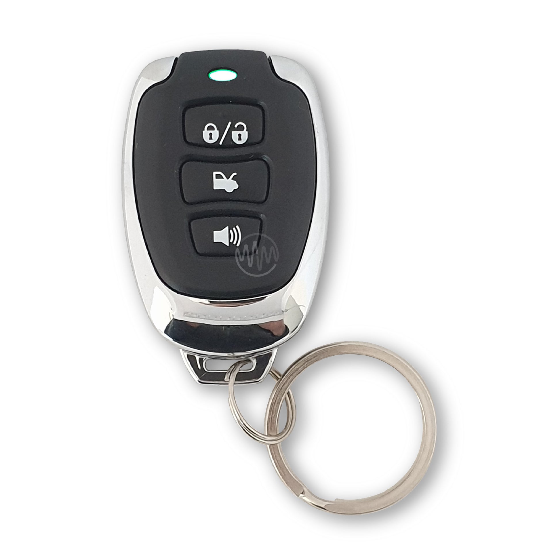 Mongoose black & chrome tapered oval 3 button remote with green led  car alarm remote